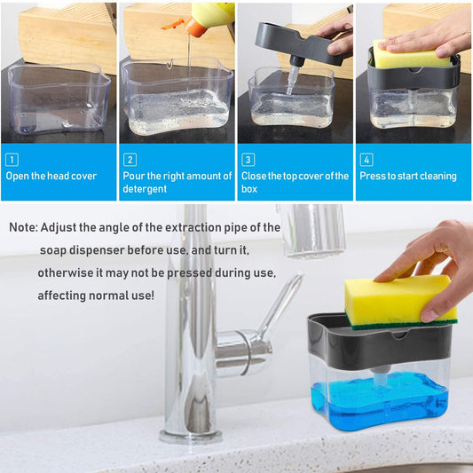 2-in-1 Dish Soap Dispenser with Sponge Holder